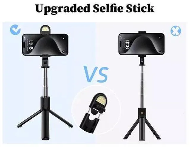 Alt view image 3 of 7 - US Selfie Stick Tripod Remote Desktop Stand Phone Holder For iPhone Samsung 2pcs Black