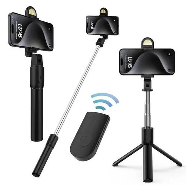 Alt view image 6 of 7 - US Selfie Stick Tripod Remote Desktop Stand Phone Holder For iPhone Samsung 2pcs Black