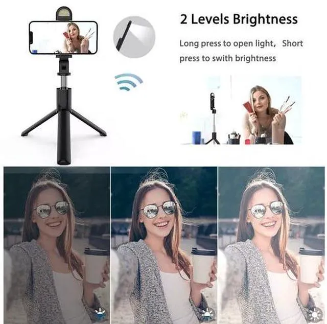Alt view image 2 of 7 - US Selfie Stick Tripod Remote Desktop Stand Phone Holder For iPhone Samsung 2pcs Black