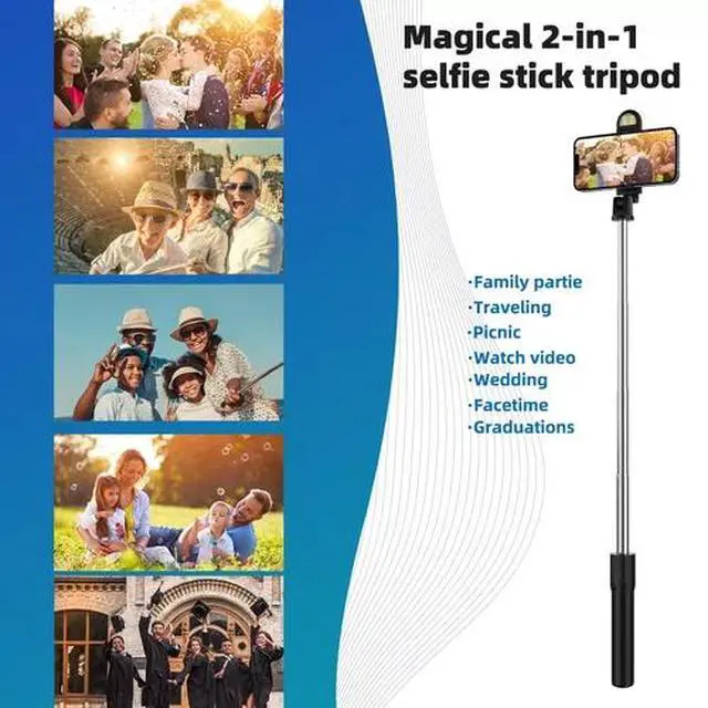 Alt view image 7 of 7 - US Selfie Stick Tripod Remote Desktop Stand Phone Holder For iPhone Samsung 2pcs Black