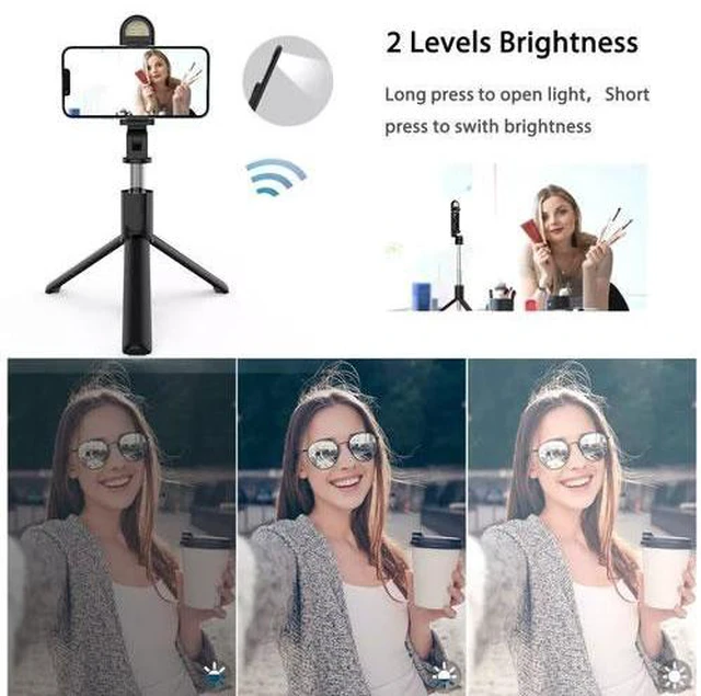 Alt view image 3 of 7 - US Selfie Stick Tripod Remote Desktop Stand Phone Holder For iPhone Samsung Black 1pc