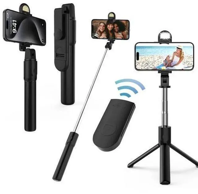 Alt view image 2 of 7 - US Selfie Stick Tripod Remote Desktop Stand Phone Holder For iPhone Samsung Black 1pc