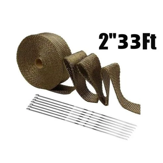 Alt view image 3 of 7 - Exhaust Header Wrap 2"x33ft Titanium High-Heat Insulation Tape for Manifolds