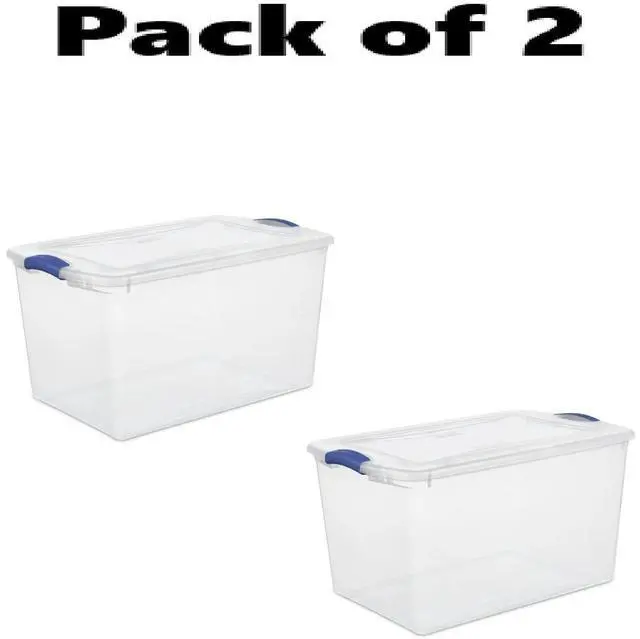 Main image of Pack of 2 66 Quart Stackable Plastic Storage Bins Containers