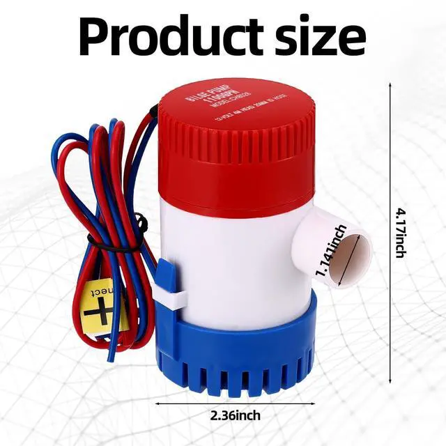 Alt view image 2 of 7 - 1100 GPH Bilge Pump Kit 12V Electric Boat Water Submersible 6ft Hose Clamps Thru-12V GFBP1Pump+hose