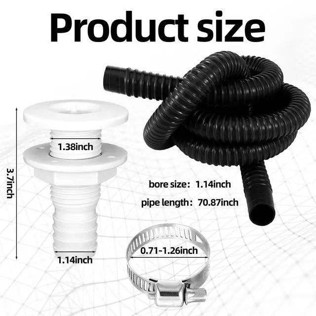 Alt view image 3 of 7 - 1100 GPH Bilge Pump Kit 12V Electric Boat Water Submersible 6ft Hose Clamps Thru-12V GFBP1Pump+hose
