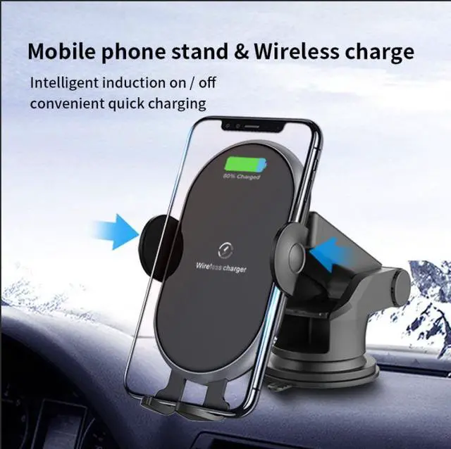 Alt view image 2 of 7 - 10W Wireless Charger Fast Charging Automatic Clamping Car Mount Phone Holder