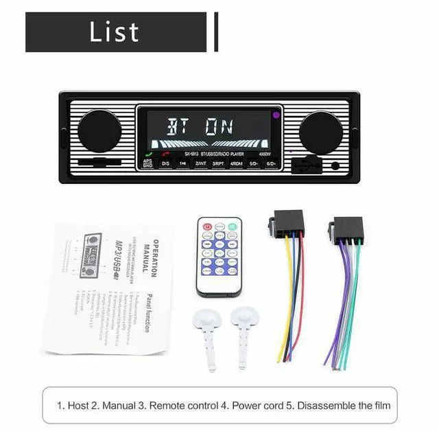 Alt view image 3 of 7 - Bluetooth Vintage Car FM Radio MP3 Player USB Classic Stereo Audio Receiver AUX