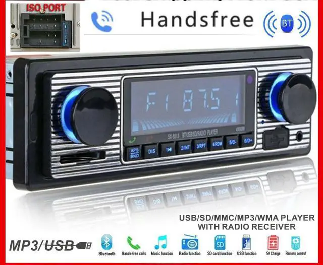 Main image of Bluetooth Vintage Car FM Radio MP3 Player USB Classic Stereo Audio Receiver AUX