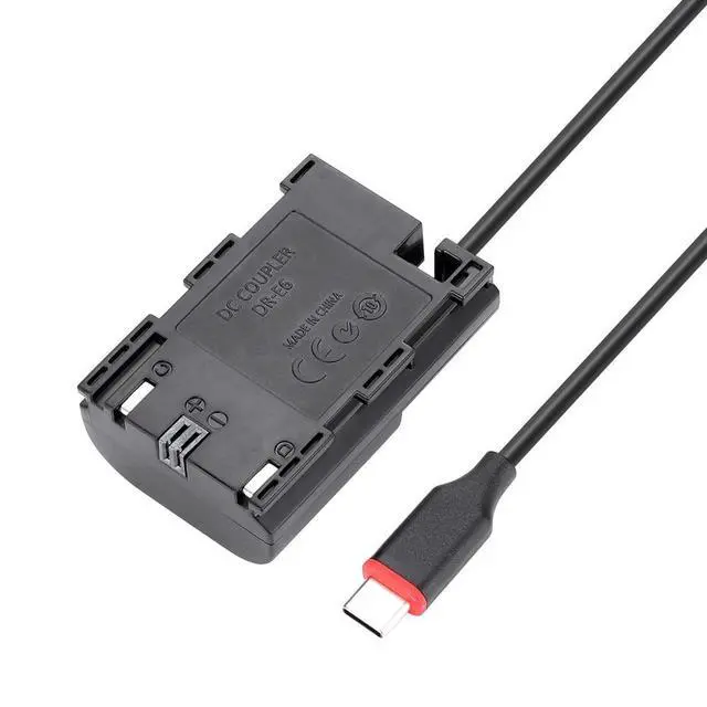 Alt view image 2 of 6 - For Canon EOS R5 II/R6 II/R5/R7/Live Stream Power Type-C PD LP-E6 Dummy Battery