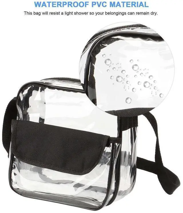 Alt view image 7 of 7 - Clear USB Tote Bag PVC Zipper Stadium Approved Shoulder Handbag Purse Chest