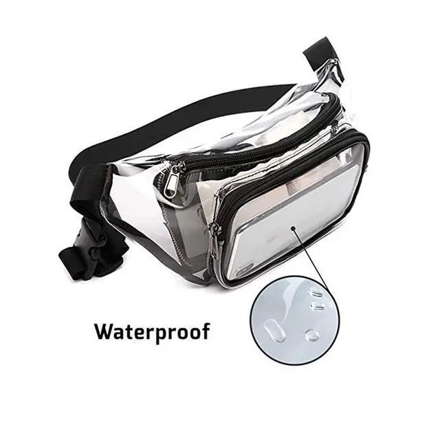 Alt view image 2 of 7 - Clear USB Tote Bag PVC Zipper Stadium Approved Shoulder Handbag Purse Chest