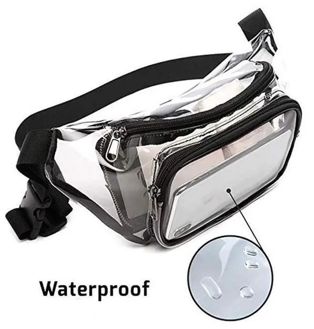 Alt view image 2 of 7 - Clear USB Tote Bag PVC Zipper Stadium Approved Shoulder Handbag Purse Chest Blue