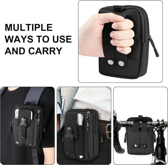 Alt view image 6 of 7 - Tactical Molle EDC Pouch Cellphone Pouch Holder Utility Gadget Organizer Bag ArmyGreen