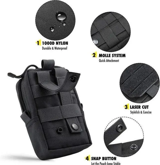 Alt view image 2 of 6 - Tactical Molle EDC Pouch Cellphone Pouch Holder Utility Gadget Organizer Bag Balck