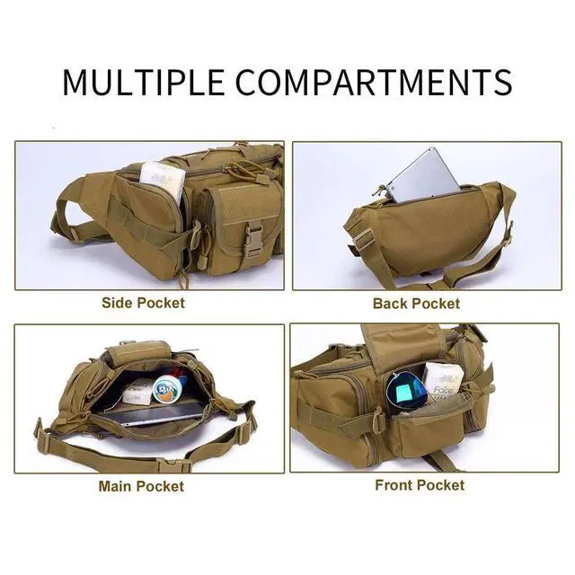 Alt view image 4 of 7 - Utility Tactical Waist Fanny Pack Pouch Military Camping Hiking Belt Bag Black
