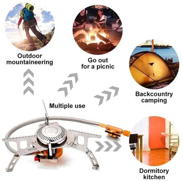 Alt view image 3 of 7 - 3900W Portable Backpacking Camping Gas Stove With Piezo Ignition Burner Case US