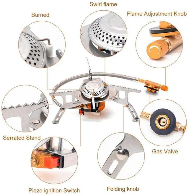 Alt view image 4 of 7 - 3900W Portable Backpacking Camping Gas Stove With Piezo Ignition Burner Case US