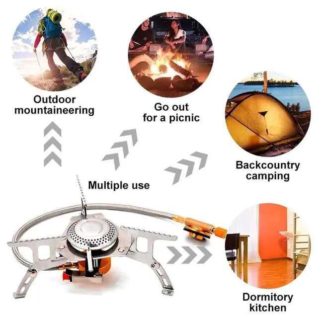 Alt view image 3 of 7 - 3900W Portable Backpacking Camping Gas Stove With Piezo Ignition Burner Case US B2003