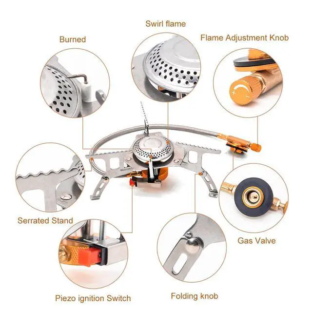 Alt view image 4 of 7 - 3900W Portable Backpacking Camping Gas Stove With Piezo Ignition Burner Case US B2003