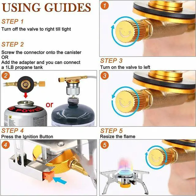 Alt view image 7 of 7 - 3900W Portable Backpacking Camping Gas Stove With Piezo Ignition Burner Case US B2003