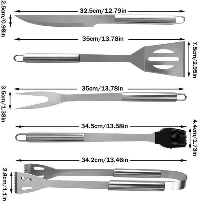 Alt view image 3 of 7 - Portable Stainless Steel Bbq Tool Set | Outdoor Grilling Kit with Storage Bag 18-piece set