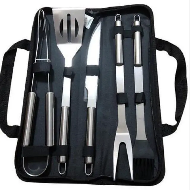 Alt view image 2 of 7 - Portable Stainless Steel Bbq Tool Set | Outdoor Grilling Kit with Storage Bag 18-piece set
