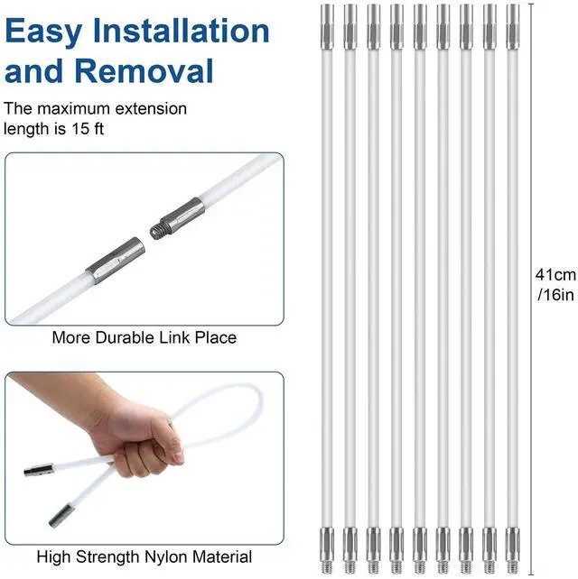 Alt view image 3 of 7 - Dryer Vent Cleaning Kit Flexible Brush Head Remove Chimney Lint Dust Debris 9pcs