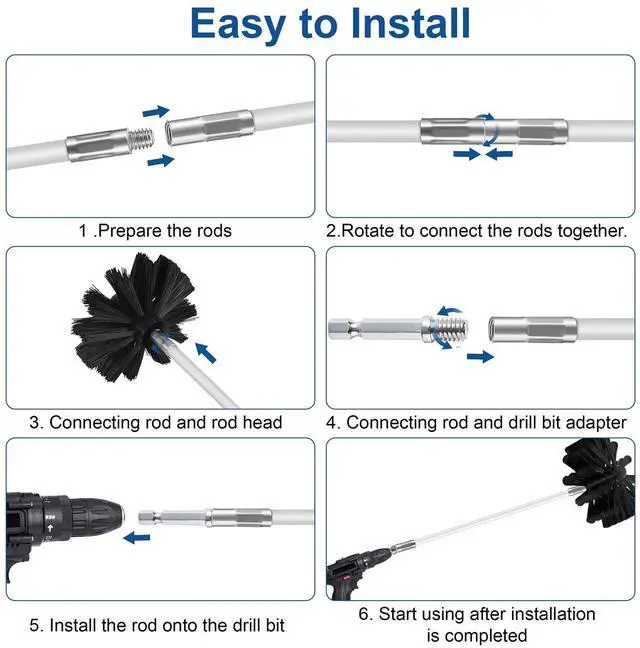 Alt view image 4 of 7 - Dryer Vent Cleaning Kit Flexible Brush Head Remove Chimney Lint Dust Debris 9pcs