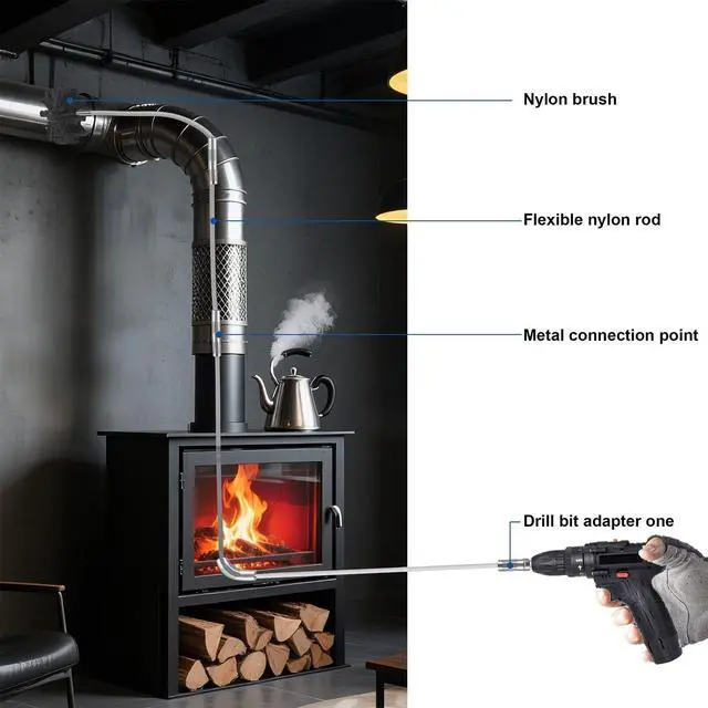 Alt view image 6 of 7 - Dryer Vent Cleaning Kit Flexible Brush Head Remove Chimney Lint Dust Debris 9pcs