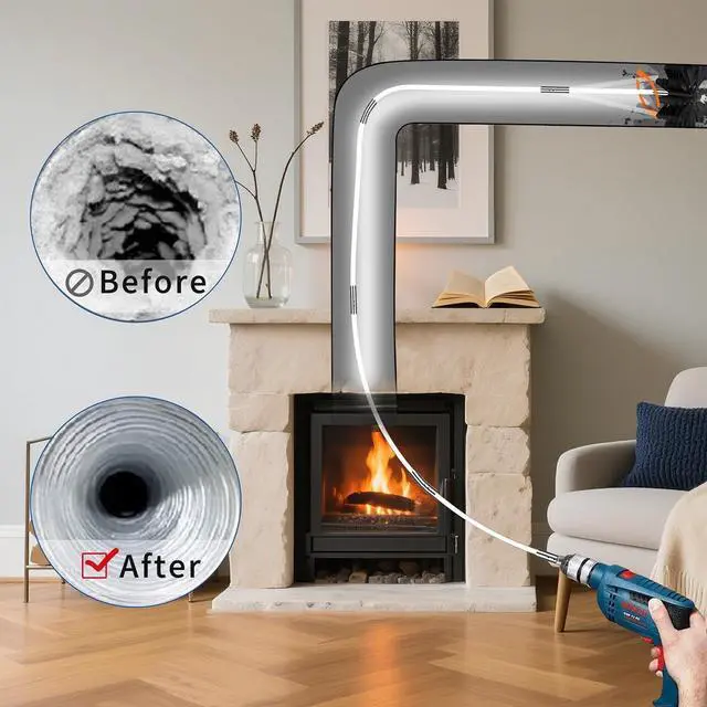 Alt view image 5 of 7 - Dryer Vent Cleaning Kit Flexible Brush Head Remove Chimney Lint Dust Debris 9pcs