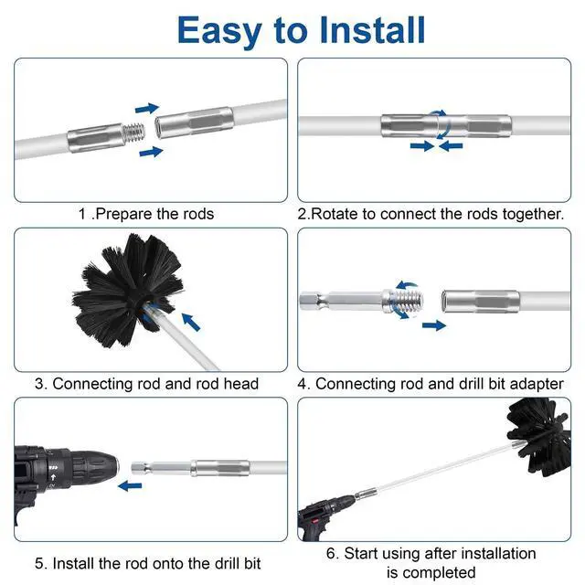 Alt view image 6 of 7 - Dryer Vent Cleaning Kit Flexible Brush Head Remove Chimney Lint Dust Debris 6pcs