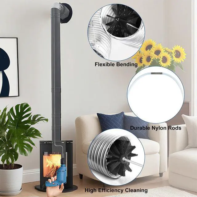 Alt view image 5 of 7 - Dryer Vent Cleaning Kit Flexible Brush Head Remove Chimney Lint Dust Debris 6pcs