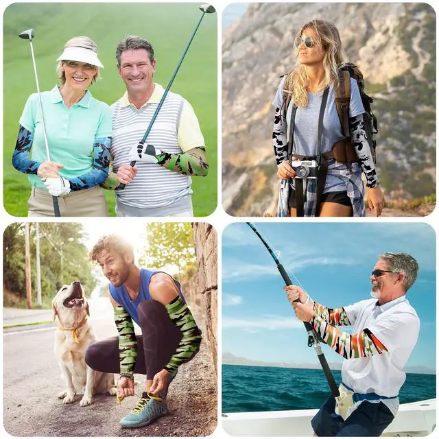 Alt view image 6 of 7 - 8 Pairs Cooling Arm Sleeves Cover UV Sun Protection Sports Outdoor For Men Women