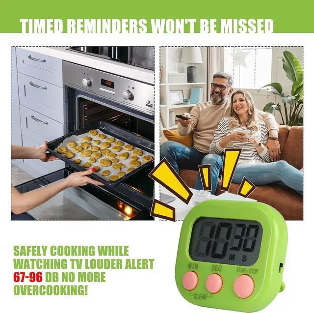 Alt view image 4 of 7 - Large LCD Digital Kitchen Cooking Timer Count Down Up Clock Loud Alarm Magnetic