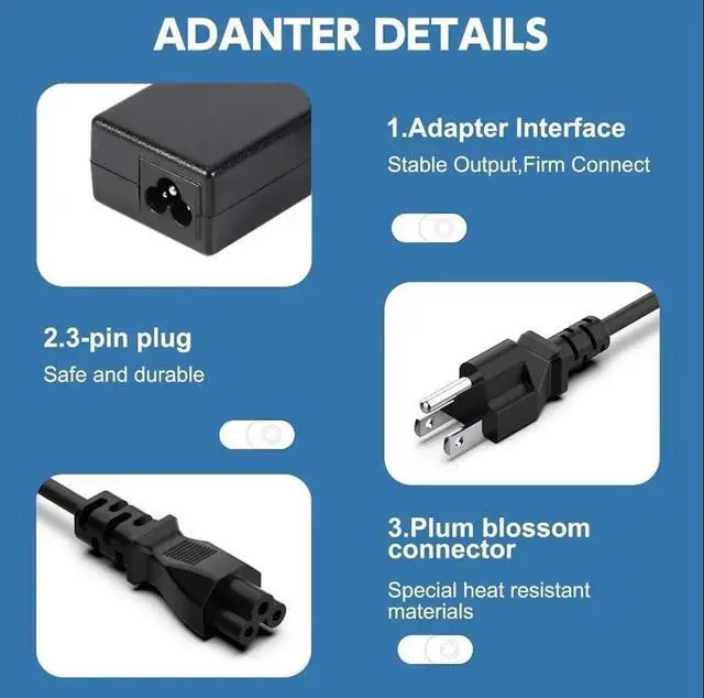 Alt view image 3 of 7 - 65W AC Power Adapter Charger for Dell Inspiron 13 14 15 3000 5000 7000 0MGJN9