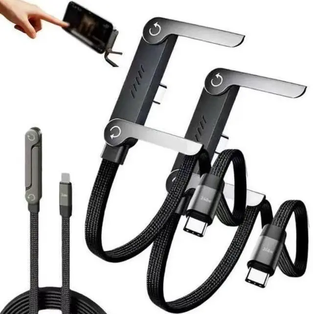 Main image of 240W 2-in-1 Fast Charging Cord Invisible Holder Charger Cable with Phone Stand
