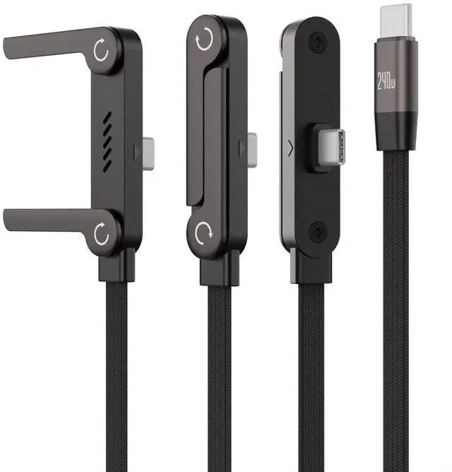 Alt view image 2 of 7 - 240W 2-in-1 Fast Charging Cord Invisible Holder Charger Cable with Phone Stand