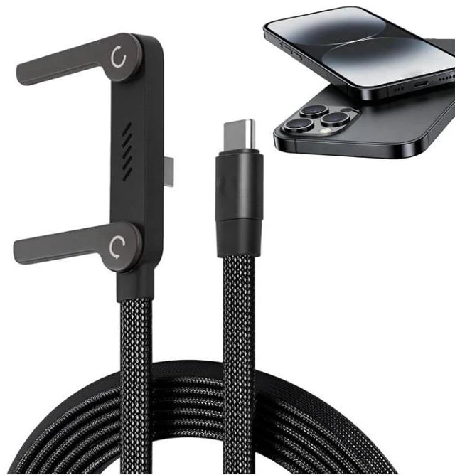 Alt view image 4 of 7 - 240W 2-in-1 Fast Charging Cord Invisible Holder Charger Cable with Phone Stand Type-C to Type-C 2PCS 5FT/1.5M