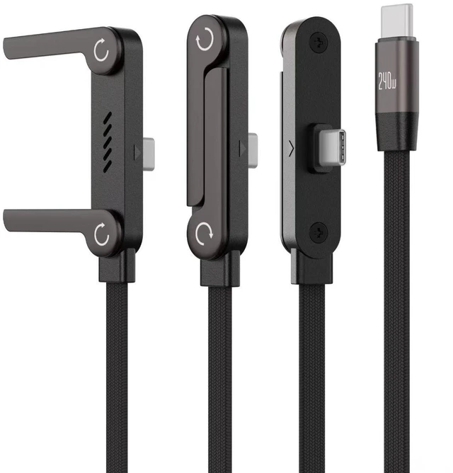 Alt view image 7 of 7 - 240W 2-in-1 Fast Charging Cord Invisible Holder Charger Cable with Phone Stand Type-C to Type-C 2PCS 5FT/1.5M