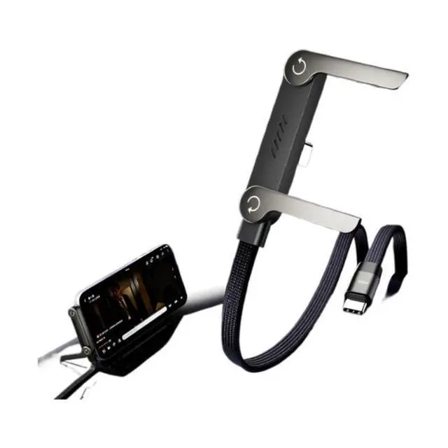 Alt view image 3 of 7 - 240W 2-in-1 Fast Charging Cord Invisible Holder Charger Cable with Phone Stand USB-A to Type-C 1PCS 5FT/1.5M