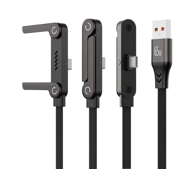 Alt view image 2 of 7 - 240W 2-in-1 Fast Charging Cord Invisible Holder Charger Cable with Phone Stand USB-A to Type-C 1PCS 5FT/1.5M