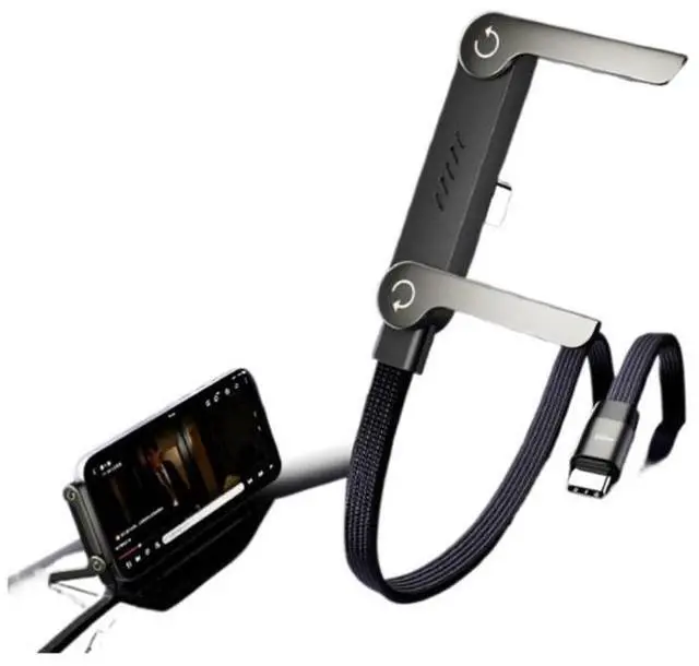 Alt view image 3 of 7 - 240W 2-in-1 Fast Charging Cord Invisible Holder Charger Cable with Phone Stand USB-A to Type-C 2PCS 5FT/1.5M