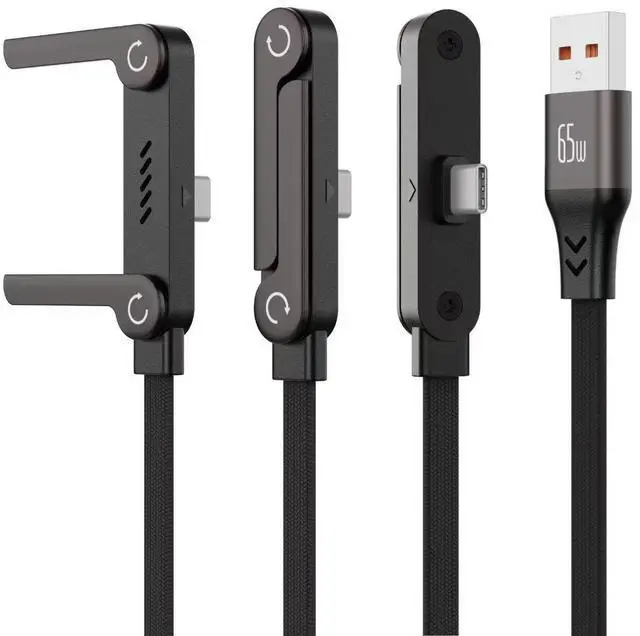 Alt view image 2 of 7 - 240W 2-in-1 Fast Charging Cord Invisible Holder Charger Cable with Phone Stand USB-A to Type-C 2PCS 5FT/1.5M
