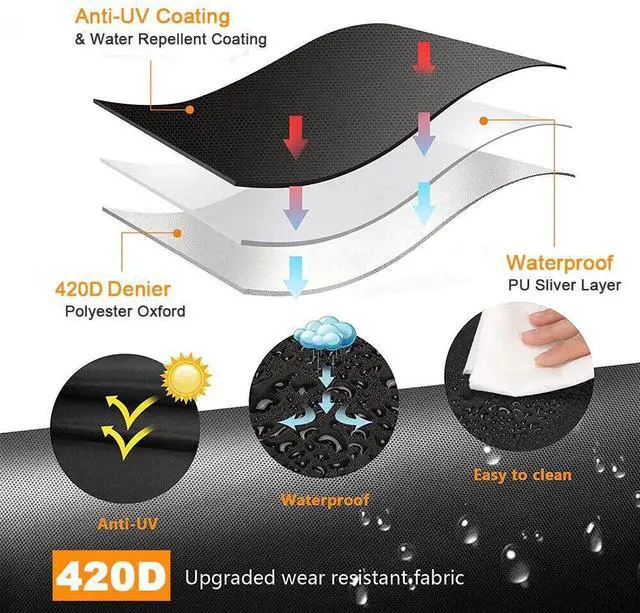 Alt view image 4 of 7 - 57Inch BBQ Gas Grill Cover Outdoor Heavy Duty Barbecue Waterproof UV Protection 210D Oxford Fabric 57*46*24(145*61*117cm)