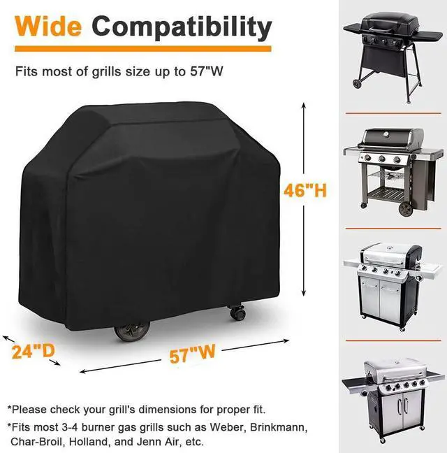 Alt view image 3 of 7 - 57Inch BBQ Gas Grill Cover Outdoor Heavy Duty Barbecue Waterproof UV Protection 420D Oxford Fabric 57*46*24(145*61*117cm)
