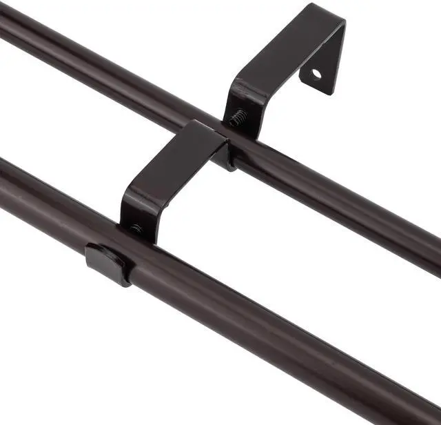 Alt view image 4 of 6 - eTeckram 5/8" Window Double Curtain Rod with Royale Finials --28''- 48'', 48"-84", 84"-120" (Pewter, Gold, Weathered White,Bronze Gold) Bronze Gold 48-84