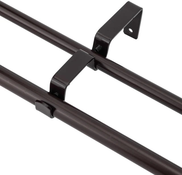 Alt view image 4 of 6 - eTeckram 5/8" Window Double Curtain Rod with Royale Finials --28''- 48'', 48"-84", 84"-120" (Pewter, Gold, Weathered White,Bronze Gold) Bronze Gold 84-120