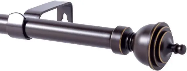 Main image of eTeckram 5/8" Window Single Curtain Rod with Royale Finials --28''- 48'', 48"-84", 84"-120" (Pewter, Gold, Weathered White,Bronze Gold) Bronze Gold 48-84