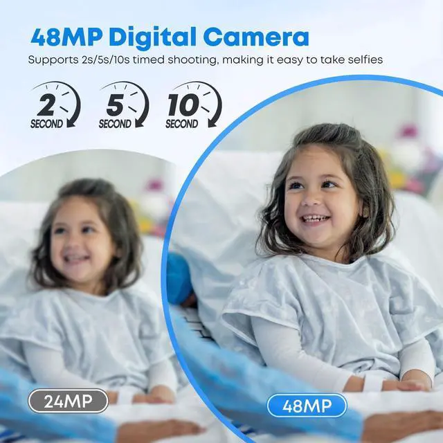 Alt view image 2 of 7 - Digital Camera, Autofocus 4K Vlogging Camera for Photography with 64GB Card, Full HD 4K Point and Shoot Camera Portable Compact and Shoot Digital Camera for 16X Zoom, Anti-Shake, for Beginners, Black